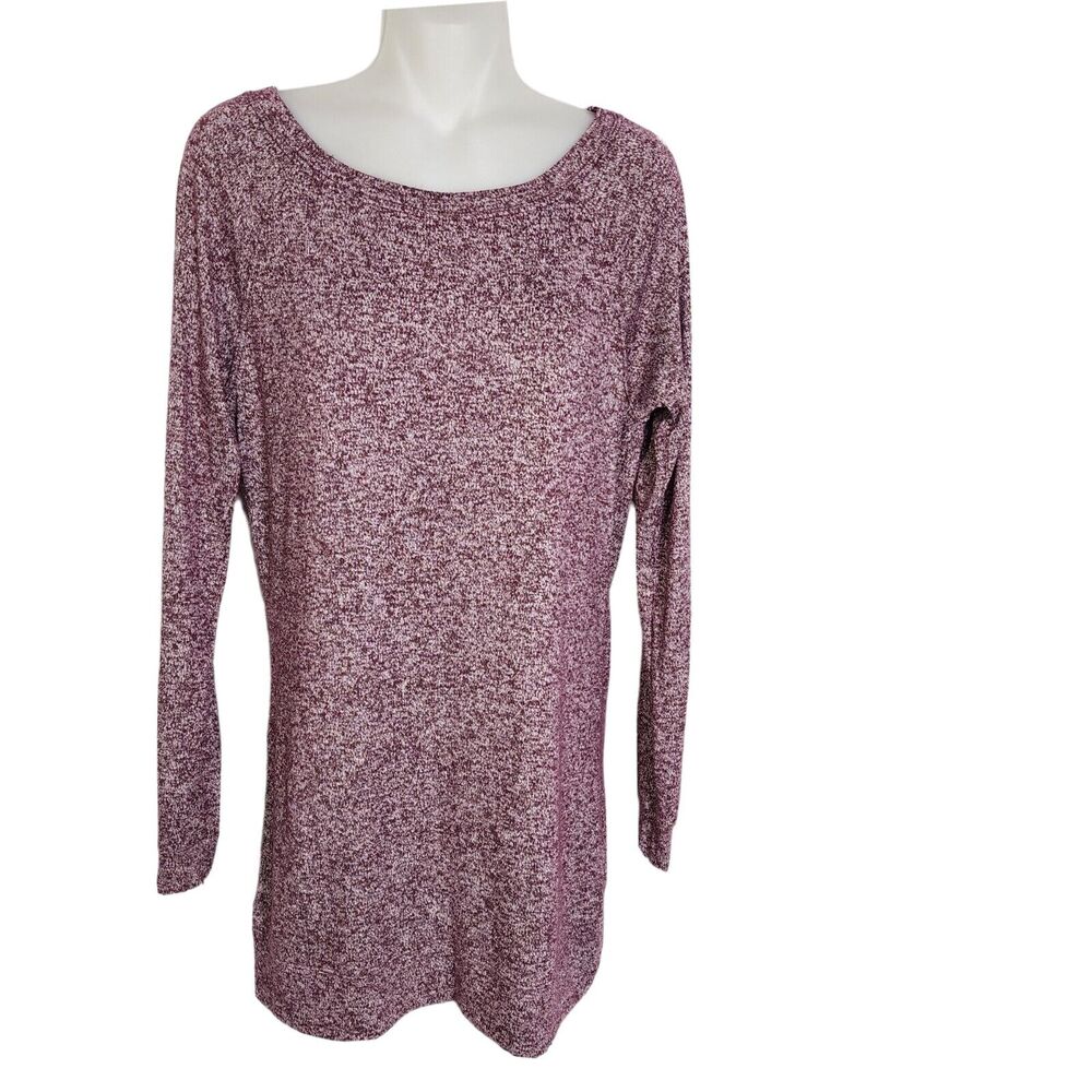 Athleta Womens Top Small Luxe Pose Purple Knit Pullover Long Sleeve Marled Tunic